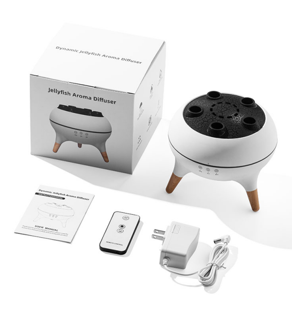 Yminigo V80 aroma diffuser package with power adapter remote and manual