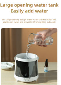 Yminigo 3D flame aroma diffuser with large opening water tank being filled