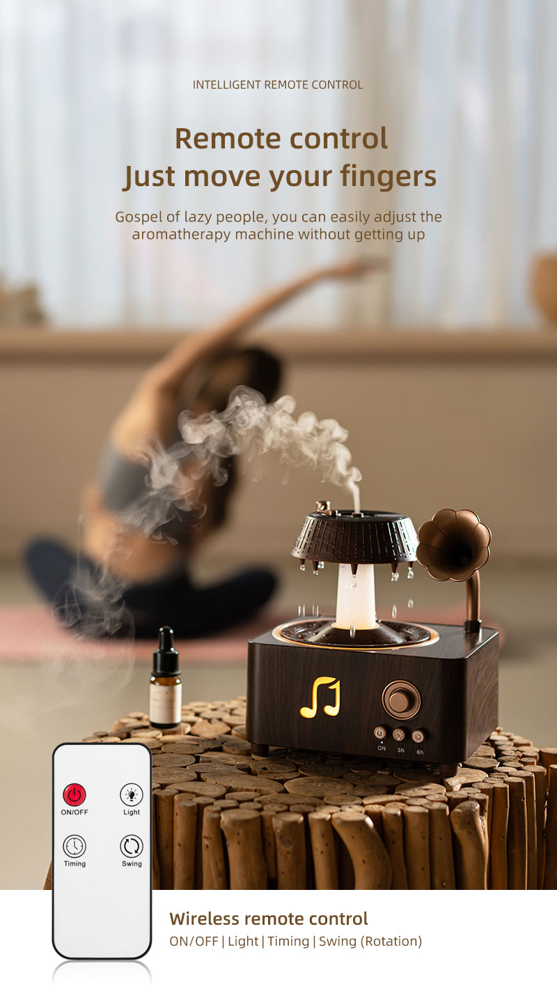Yminigo V98 gramophone aroma diffuser with remote control for easy operation