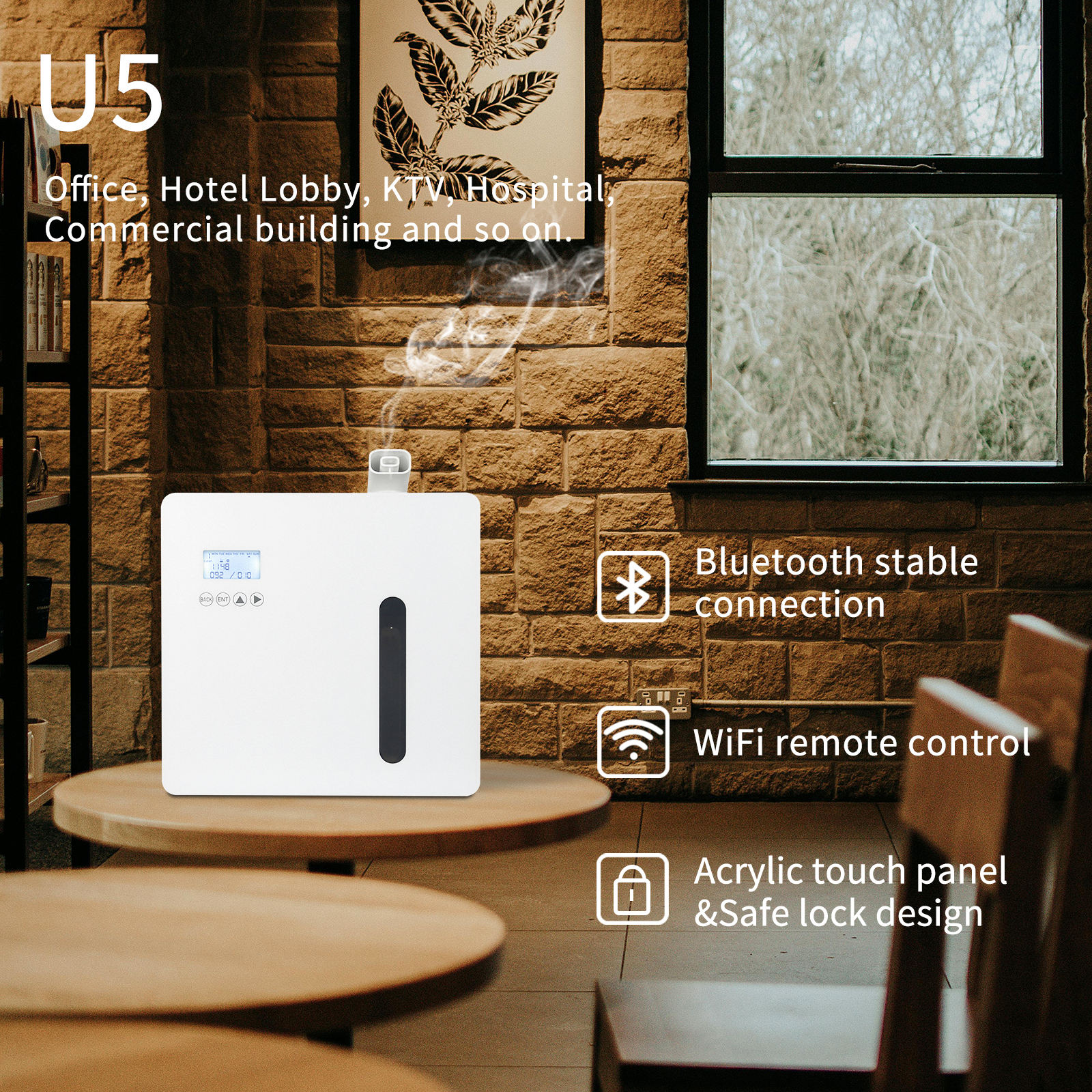Yminigo U5 Commercial Aroma Diffuser – 500ml with APP Control, HVAC Compatible & LCD Display - Image 4