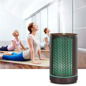 Yminigo wood grain aroma diffuser with light in yoga studio