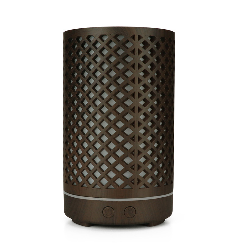 Yminigo Wood Grain Aroma Diffuser – 200ml with Hollow-Out Design, 7-Color LED & Remote Control