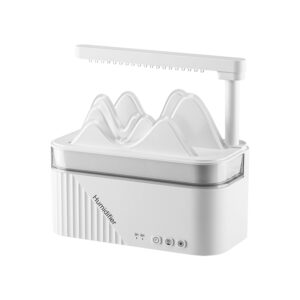Yminigo Mountain Rain Humidifier – 350ml with Aromatherapy, 7-Color Light & Timer