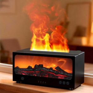 Yminigo LA-0661 Flame Aroma Diffuser – 200ml with 3D Fireplace Effect, 7-Color Lights & Remote Control