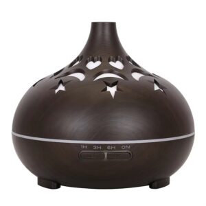 Yminigo Wood Grain Aroma Diffuser – 500ml with 3 Mist Levels, 7-Color LED & Remote Control