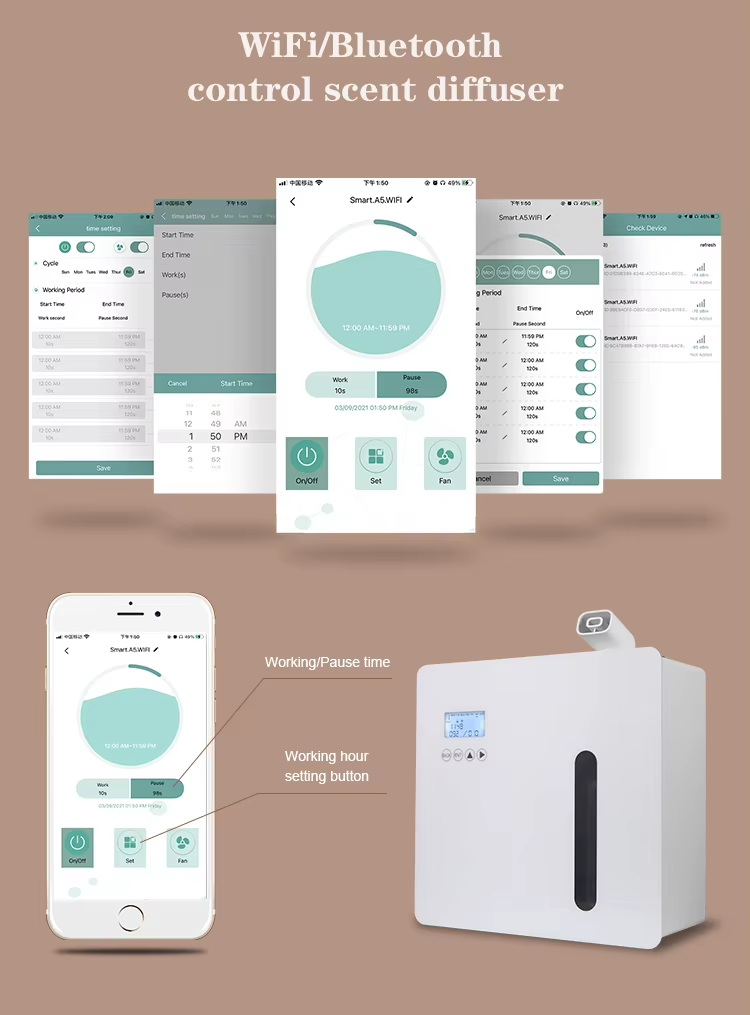 Yminigo U5 commercial aroma diffuser with WiFi Bluetooth app control and LCD display