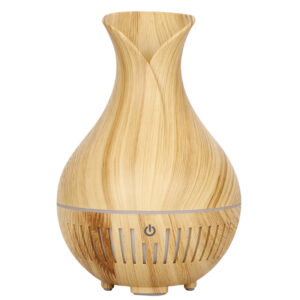 Yminigo KJR-097 Vase Wood Grain Humidifier – 160ml with 7-Color LED, Touch Control & Auto Shut-Off