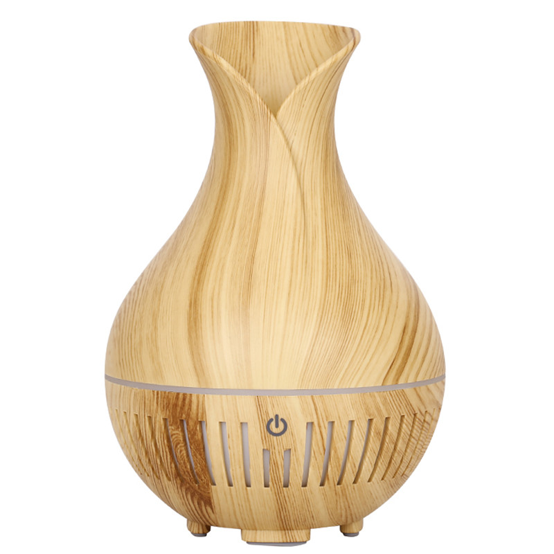 Yminigo KJR-097 Vase Wood Grain Humidifier – 160ml with 7-Color LED, Touch Control & Auto Shut-Off