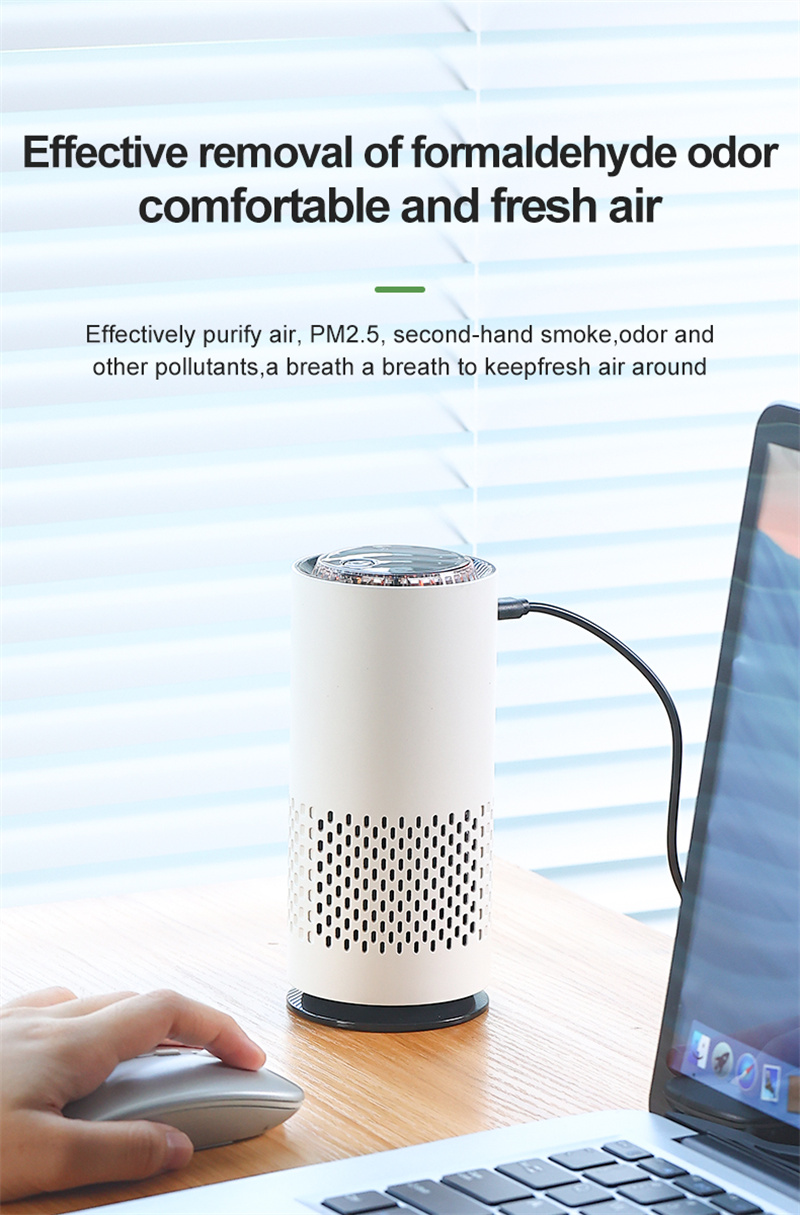 Yminigo rechargeable car purifier charging with Type-C cable