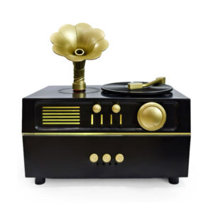 Yminigo Gramophone Humidifier – 160ml with Retro Design, 7-Color Light & Remote Control