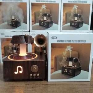 Yminigo V98 vintage record player aroma diffuser with packaging