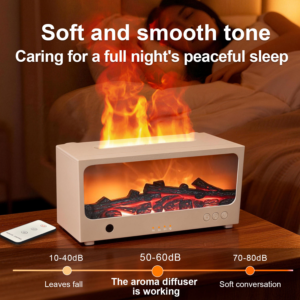 Yminigo LA-0661 flame aroma diffuser with quiet 36db operation for peaceful sleep