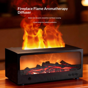 Yminigo LA-0661 flame aroma diffuser with realistic fireplace flame and mist effect
