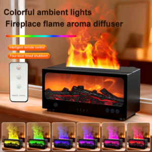 Yminigo LA-0661 fireplace flame aroma diffuser with colorful ambient lights and remote control