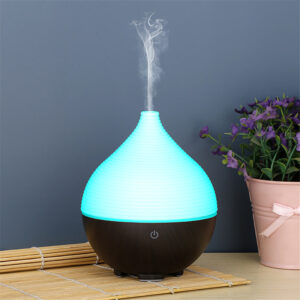 Yminigo dome dark wood grain aroma diffuser with blue light and mist