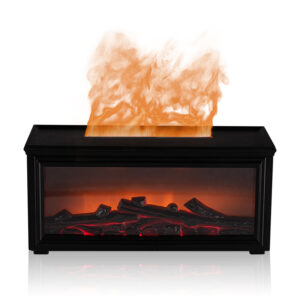 Yminigo Flame Fireplace Aroma Diffuser – 280ml with Realistic Fireplace Effect, 7-Color Light & Remote Control