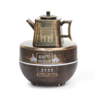 Yminigo Vintage Tea Kettle Humidifier – 140ml with 7-Color Light, Timer & USB Power