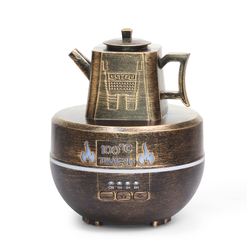 Yminigo Vintage Tea Kettle Humidifier – 140ml with 7-Color Light, Timer & USB Power