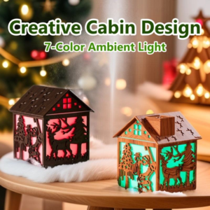 Yminigo Christmas snow house humidifier with creative cabin design and 7-color ambient light