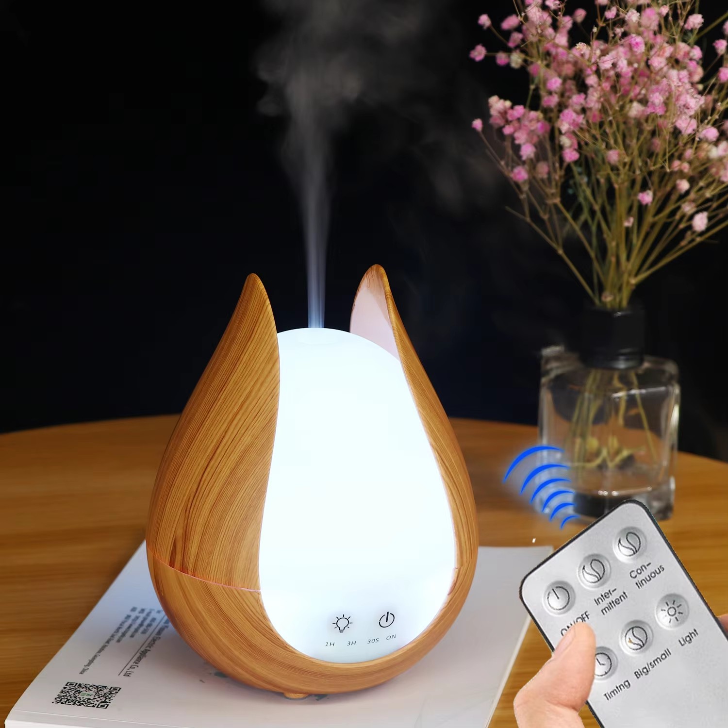 Yminigo YX262 Wood Grain Aroma Humidifier – 200ml with 7-Color Light, Timer & Ultrasonic Quiet Operation - Image 3