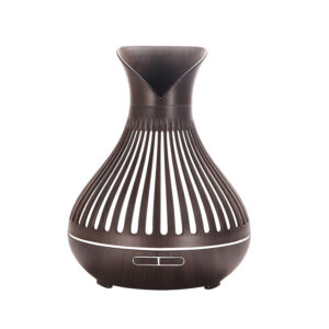 Yminigo Wood Grain Hollow Humidifier – 500ml with 2 Mist Levels, 7-Color Light & Timer