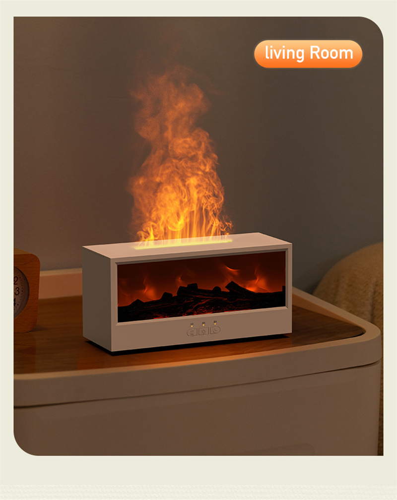 Yminigo DQ717 Flame Fireplace Aroma Diffuser – 150ml Humidifier with Remote Control & Firewood Projection - Image 4