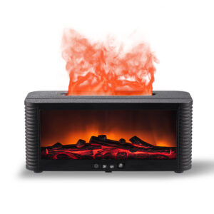 Yminigo Flame Fireplace Aroma Diffuser – 250ml Simulated Flame Humidifier with Remote Control & 7-Color Lights