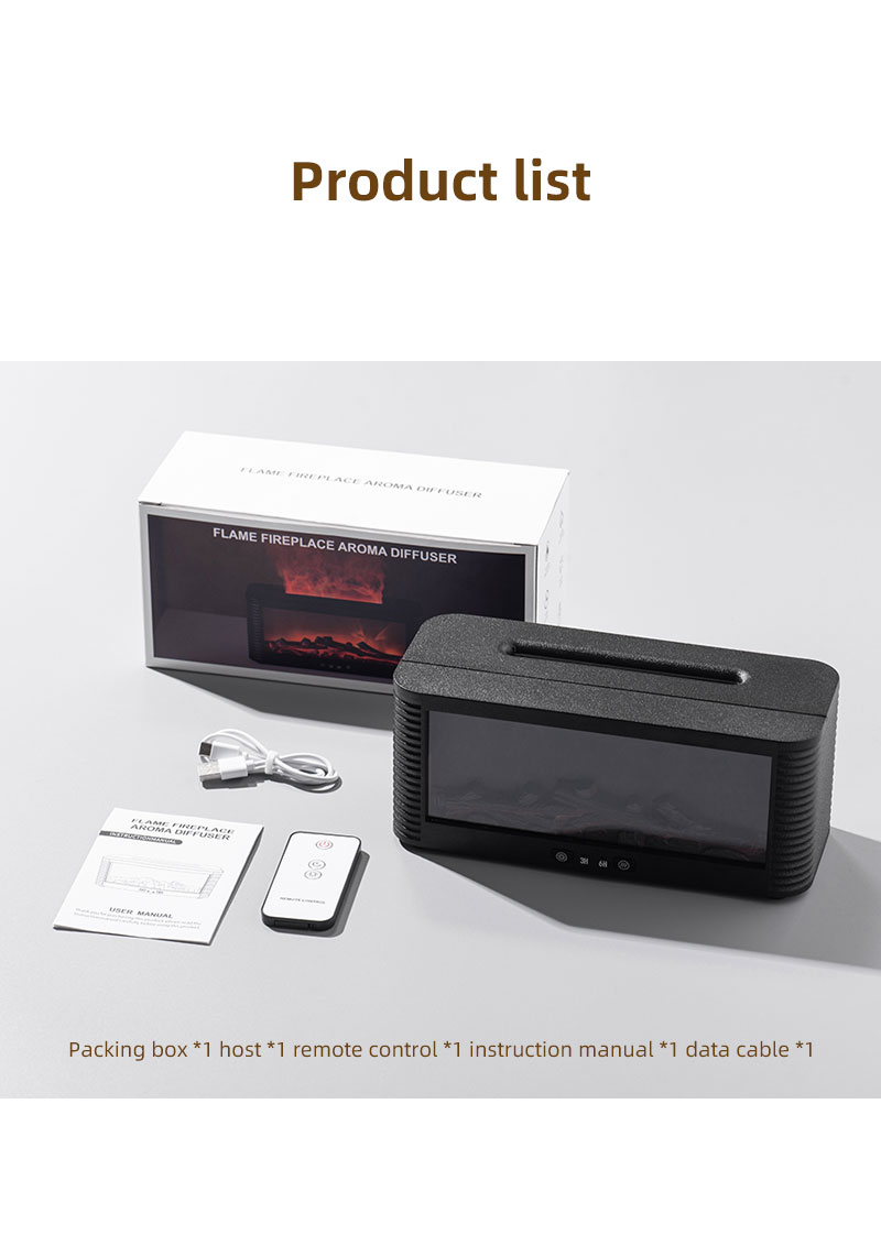 Yminigo Flame Fireplace Aroma Diffuser – 250ml Simulated Flame Humidifier with Remote Control & 7-Color Lights - Image 6