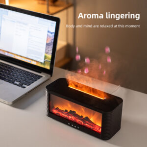 Adding essential oil to the Yminigo flame fireplace aroma diffuser with a dropper