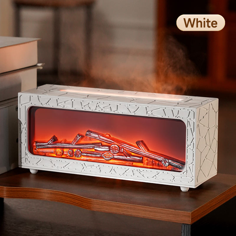 Yminigo C06 Flame Humidifier – 250ml with Simulated Fireplace, 7-Color Light & Timer