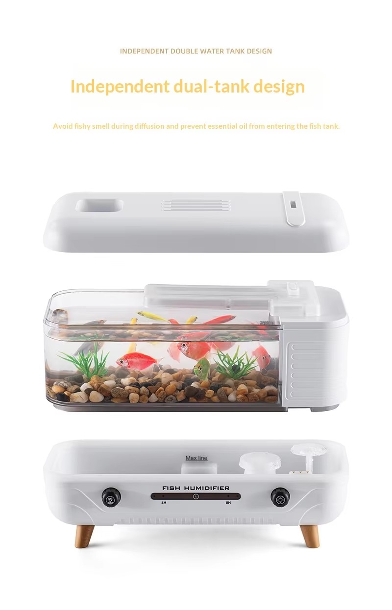 Yminigo KJR355 Aquarium Humidifier – 300ml with Dual Water Tanks, 7-Color Light & Low Noise Aeration - Image 2