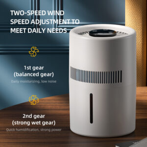 Mist-free humidifier with two-speed wind adjustment for daily needs