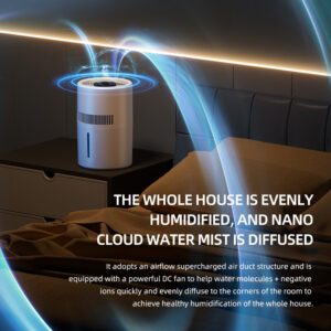 Mist-free humidifier evenly humidifying the whole house with nano cloud water mist diffusion