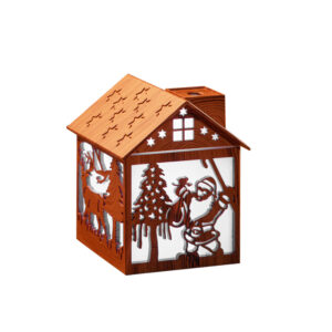 Yminigo Christmas Snow House Humidifier – 240ml Wood Grain with 7-Color LED, Timer & USB Power