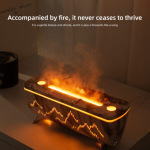Yminigo V72 Yuanshan humidifier with mountain silhouette and simulated flame accompanied by mist